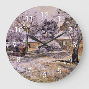 Pissarro - Schnee bei Montfoucault Große Wanduhr