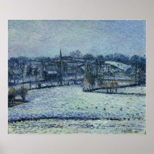 Pissarro - Schneeszene in Eragny (Bazincourt) Poster (Vorne)