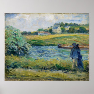 Pissarro - Spaziergang in der Nähe der Wasserfonto Poster