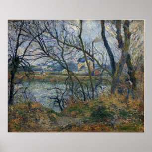 Pissarro - Ufer der Oise bei Pontoise Graues Wette Poster