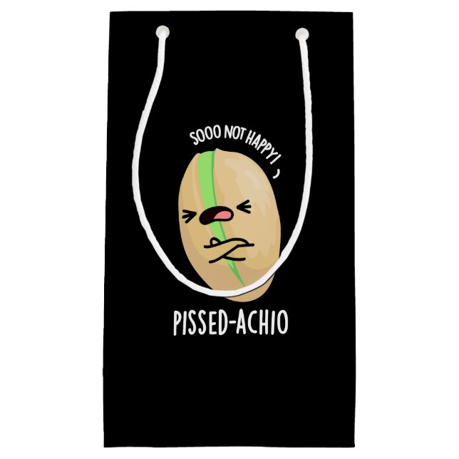 Pissed-achio Funny Pistachio Pun Dark BG Kleine Geschenktüte (Vorderseite)