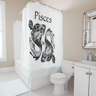 Pisst das Symbol und Zeichen der Fische Duschvorhang