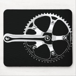 Pista Fahrrad Crankset - Weiß auf Schwarzem Mousepad