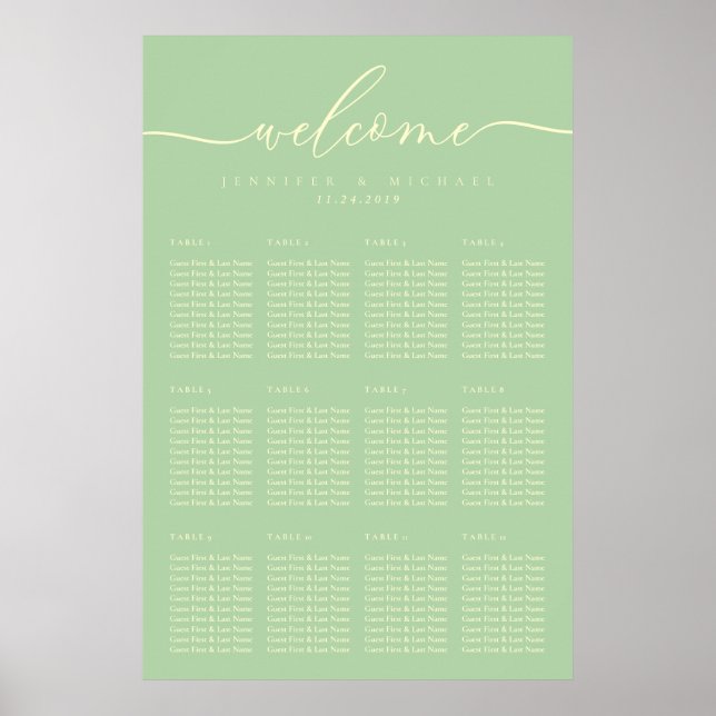 Pistachio & Cream Party Celebration Seat Welcome Poster (Vorne)