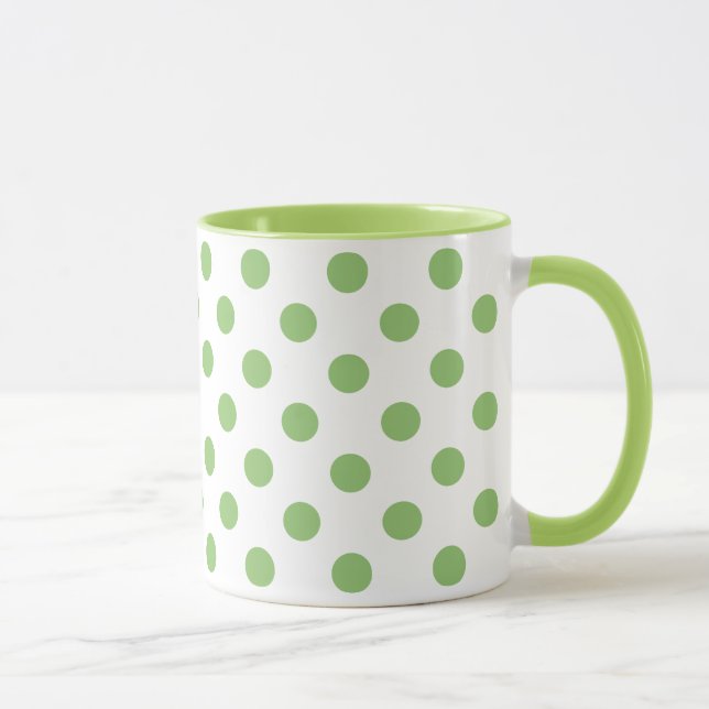 Pistachio Green Polka Dots Circles Tasse (Rechts)