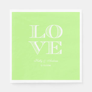 Pistachio Green, White LIEBE Napkins Serviette