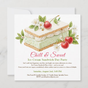 Pistachio Ice Creme Sandwich Tag Wasserfarbe Einladung