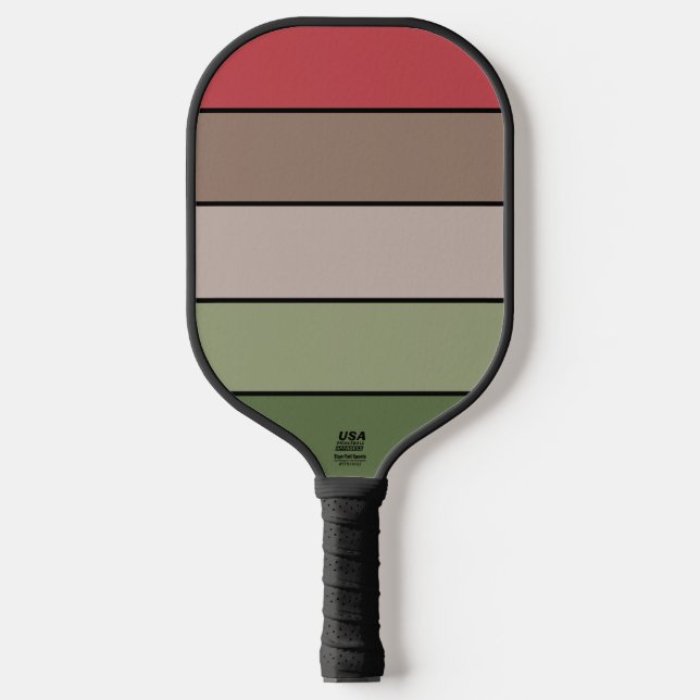 Pistachio Nut Muschel Green Red Brown Streifen Pickleball Schläger (Vorderseite)