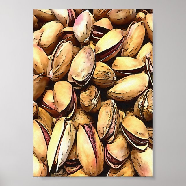 Pistachio Nuts Kontur Art Poster (Vorne)