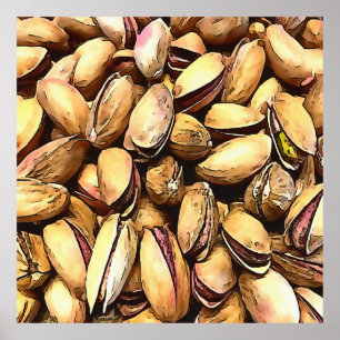 Pistachio Nuts Kontur Art Poster