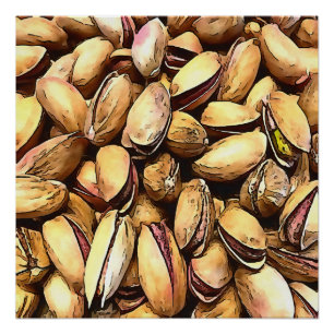 Pistachio Nuts Kontur Art Poster