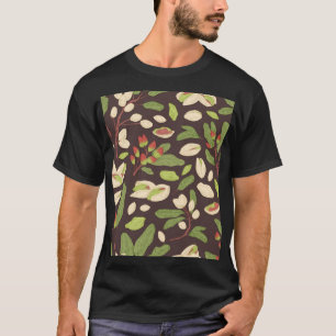 Pistachio Nuts: Schwarz Hand Gezeichnet Nahtlos. T-Shirt