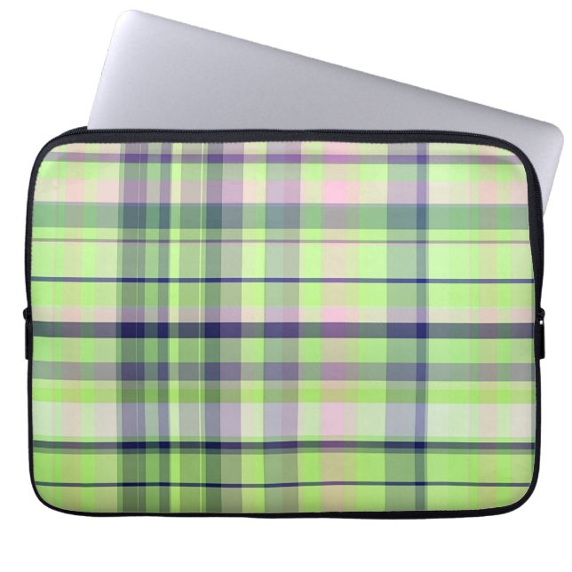 Pistachio Pink Navy Welpe Madras Laptopschutzhülle (Vorderseite)