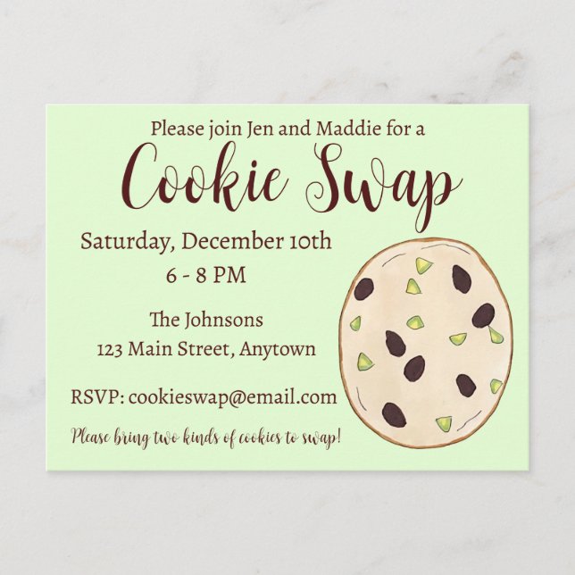 Pistachio Shortbread Biscuit Weihnachtskochtausch Einladungspostkarte (Vorderseite)