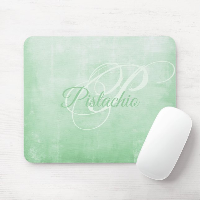 Pistachio soft Grau rustikale Abstrakte Monogramm Mousepad (Mit Mouse)