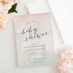 Pistachio Watercolor Pastel Kinderdusche Einladung