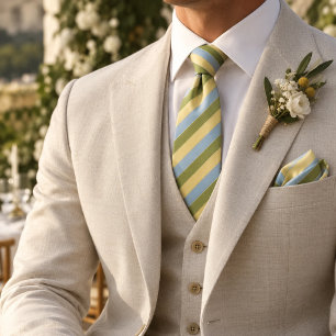 Pistazien-Butter-Gelb-Himmelblau-Elegante Hochzeit Krawatte