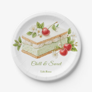 Pistazien-Eis-Sandwich-Tag-Wasserfarbe Pappteller