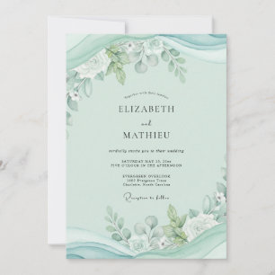 Pistazien-Eukalyptus-Laub-Hochzeit Einladung