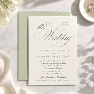 Pistazien-Grün Schrift Hochzeit Einladung