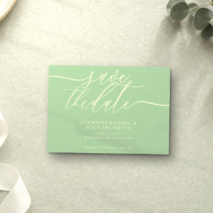Pistazien- und Creme-Hochzeit Termin Foto merken Save The Date