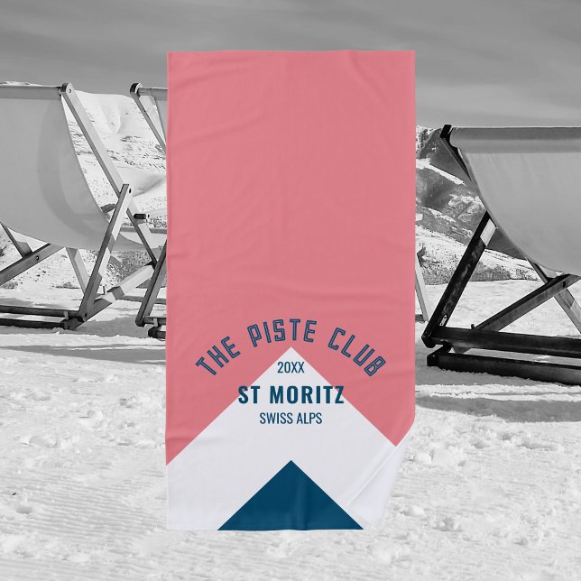 Piste Club Pink Blue Peak Custom Winter Ski Strandtuch (Von Creator hochgeladen)