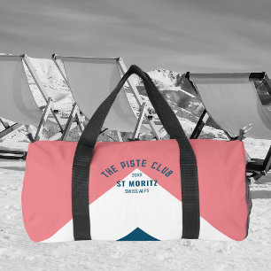 Piste Club Pink White Blue Peak Monogram Ski Duffle Bag
