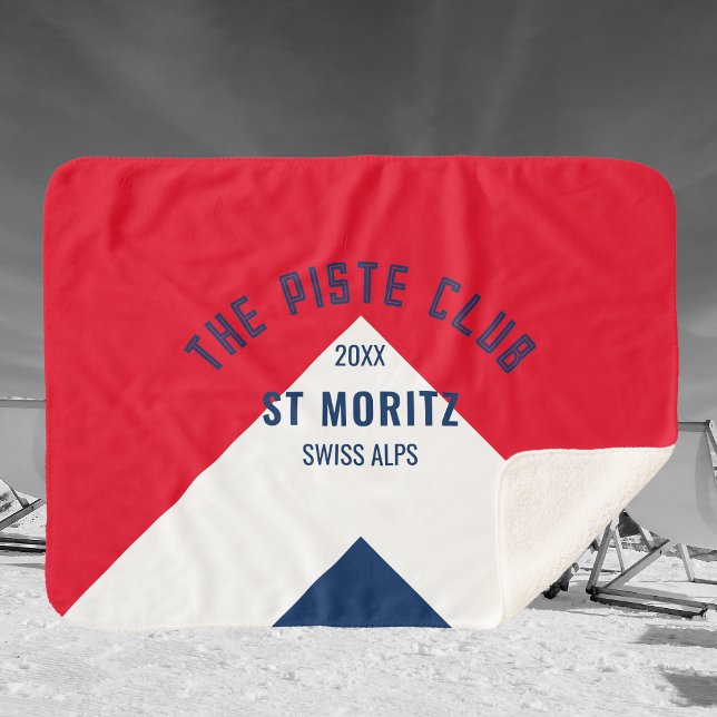 Piste Club Red Navy Custom Winter Ski Sherpadecke (Von Creator hochgeladen)