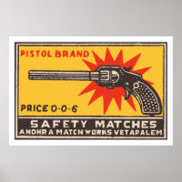 PISTOL-MARKE (indische Vintage Matchbox-Abdeckung)
