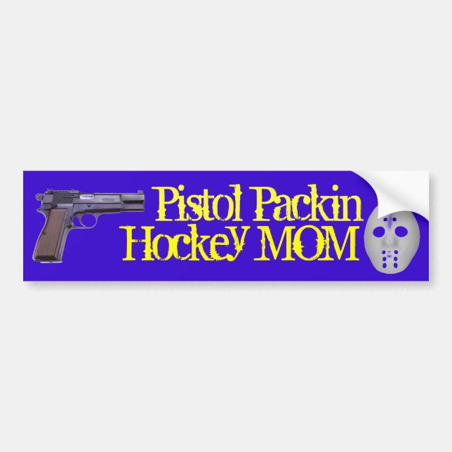 Pistole Packin Hockey-Mama! Autoaufkleber (Vorne)