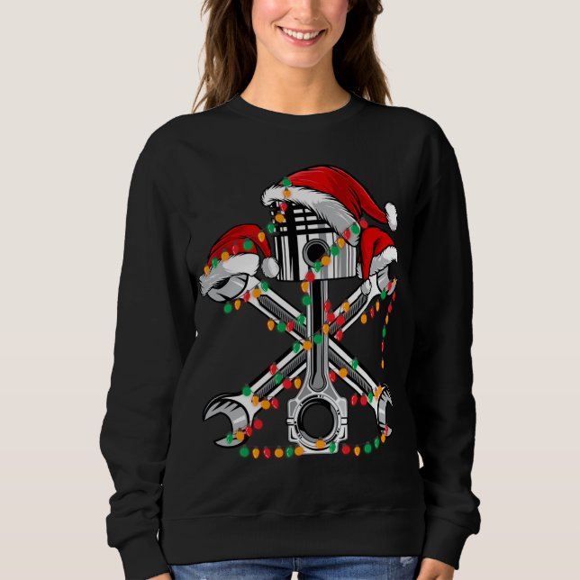 Pistole Wrench Weihnachtsmannmütze Weihnachtslicht Sweatshirt (Vorderseite)