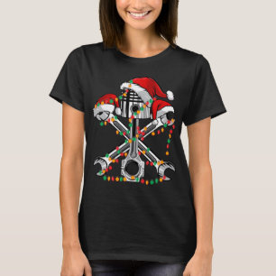 Pistole Wrench Weihnachtsmannmütze Weihnachtslicht T-Shirt