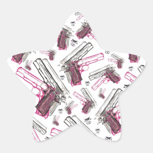 Pistolen-Perle, schrulliges Gewehr und Stern-Aufkleber