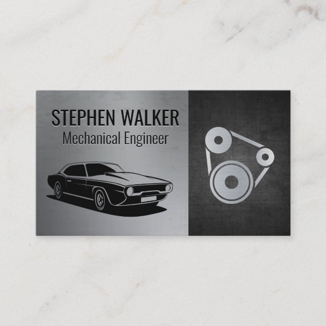 Piston Car Engine  | Auto Shop | Pulley System Visitenkarte (Vorderseite)