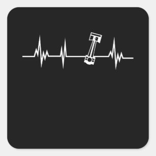 Piston Heartbeat Geschenk für Autoenthusiasten Quadratischer Aufkleber