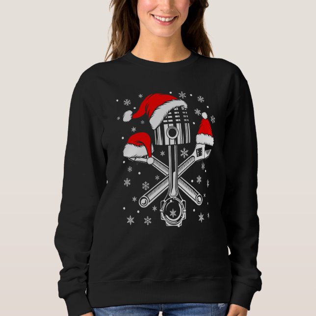 Piston Wrench Weihnachtsmannmütze Car Mechanic Ugl Sweatshirt (Vorderseite)