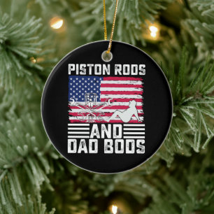 Pistonstangen und Dad Bods Mechaniker USA 4. Juli Keramik Ornament