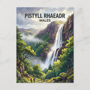 Pistyll Rhaeadr Wasserfall, Llanrhaeadr-ym-Mochnan Postkarte