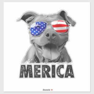 Pit Bull 4. Juli Merica Men American Flag Sung Aufkleber