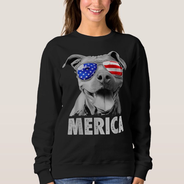 Pit Bull 4. Juli Merica Men American Flag Sung Sweatshirt (Vorderseite)
