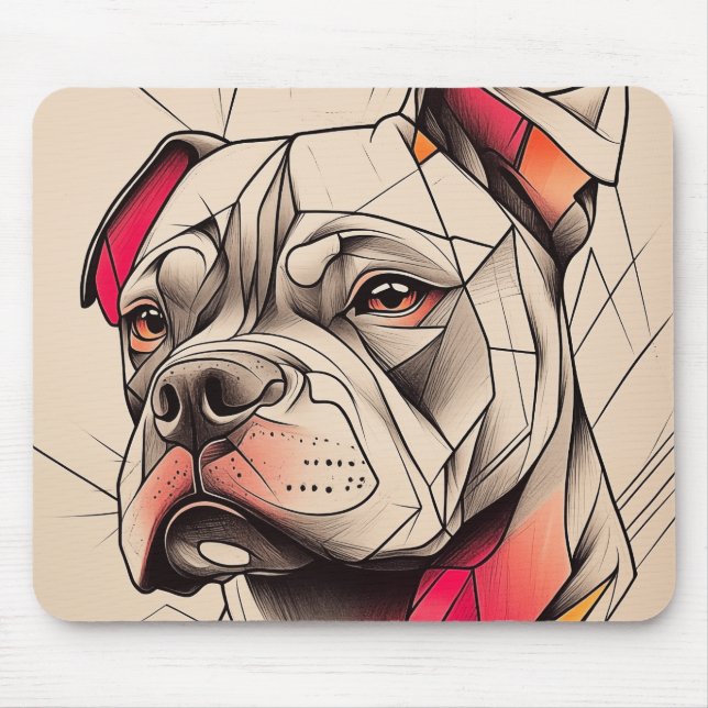 Pit Bull Abstrakt Portrait Mousepad (Vorne)