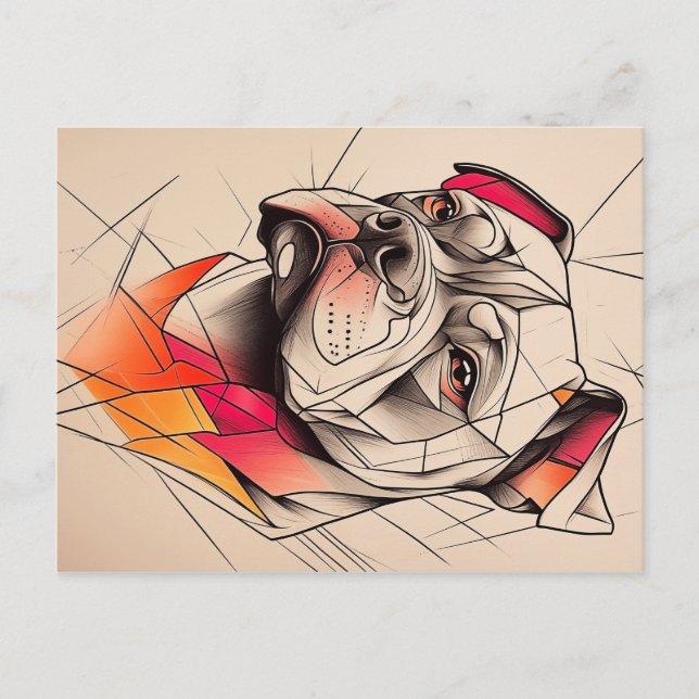 Pit Bull Abstrakt Portrait Postkarte (Vorderseite)