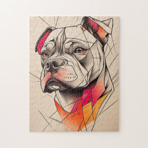 Pit Bull Abstrakt Portrait Puzzle