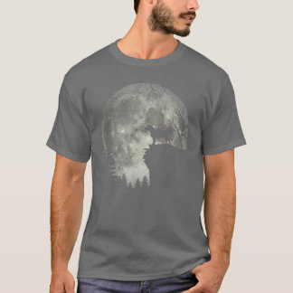 Pit bull and Moon Halloween  T-Shirt