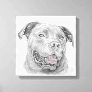 Pit Bull Art Zeichnend Leinwanddruck