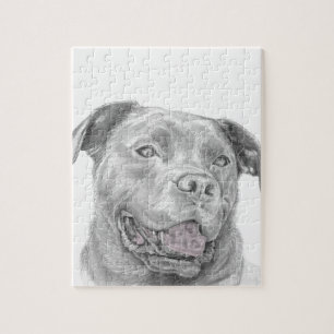 Pit Bull Art Zeichnend Puzzle