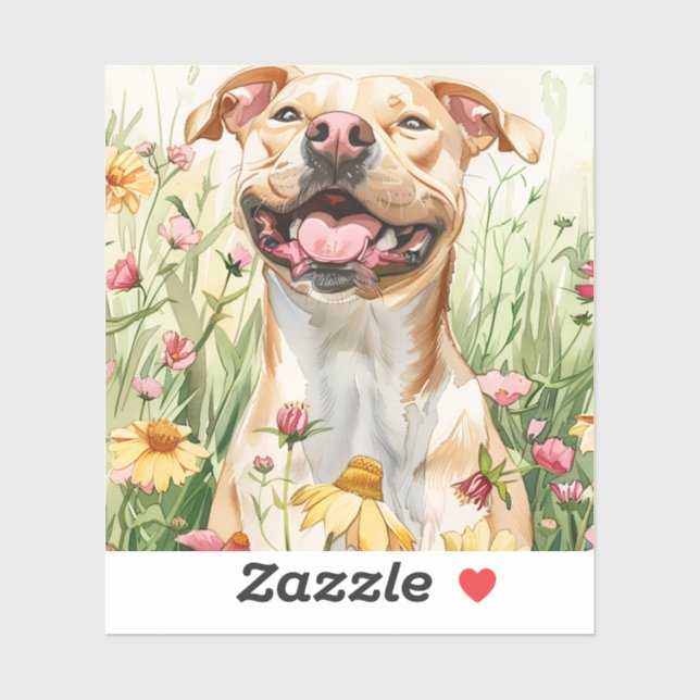 Pit Bull Aufkleber – Wasserfarben-Design (Blatt)