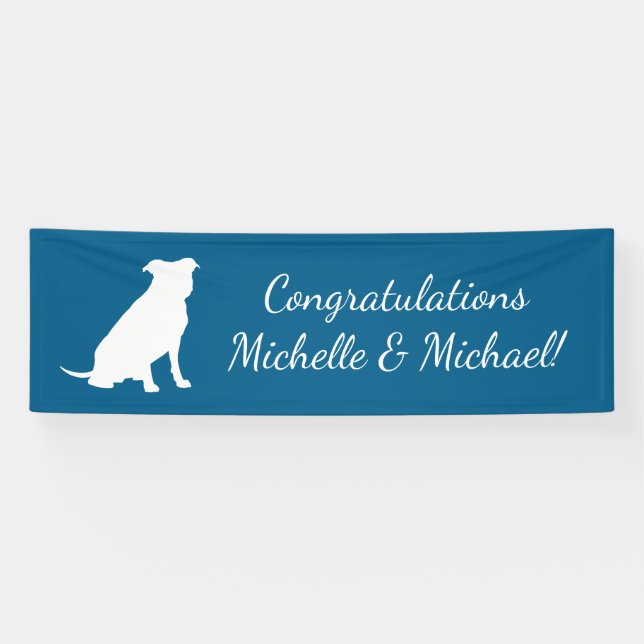 Pit Bull Babydusche Hund Pitbull Blue Boy Banner (Horizontal)