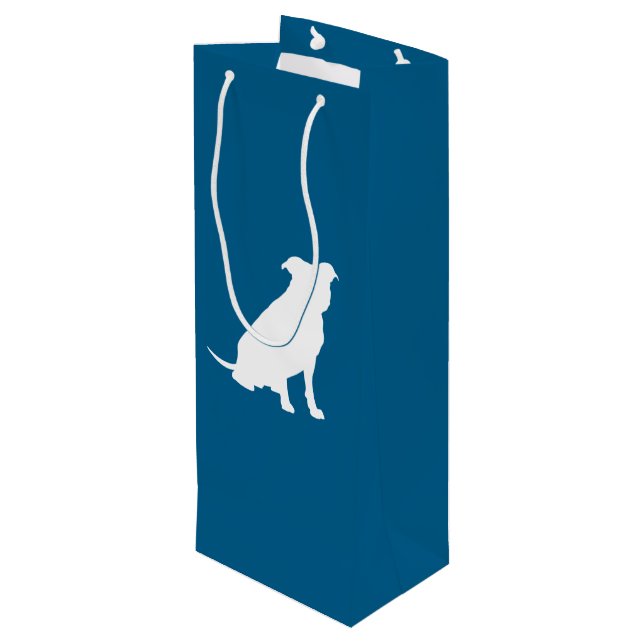 Pit Bull Babydusche Hund Pitbull Blue Boy Geschenktüte Für Weinflaschen (Rückseite Schrägansicht)