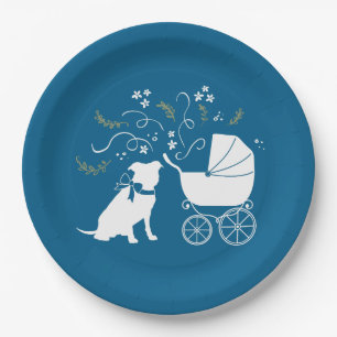 Pit Bull Babydusche Pitbull Dog Blue Boy Pappteller